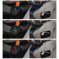 【cw】VODOOL Universal 12V 24V Car Volt Meter Auto LED Digital Voltmeter Gauge USB Charger Voltage Meter 2021 New ！