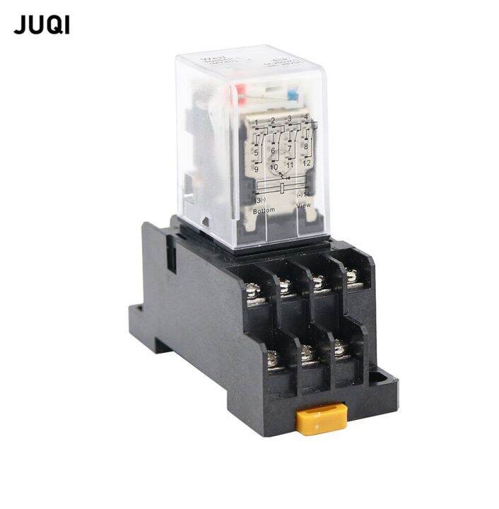 รีเลย์แม่เหล็กไฟฟ้าขนาดเล็ก-ac-12v-24v-36v-48v-110v-220v-380v-คอยล์4no-ราง-din-14พิน-my4nj-ใหม่-hh54pl-1ชุด