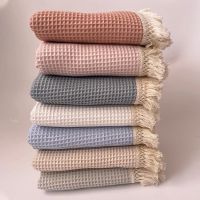 Cotton Waffle Baby Swaddle Blankets Tassel Newborn Receiving Blanket Wrap New Born Bedding Items Infant Nap Bed Stroller Cover