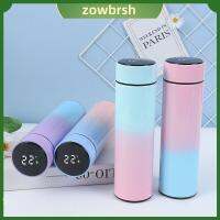 ZOWBRSH 500มล. ขวดเก็บความร้อน พร้อมจอแสดงอุณหภูมิแบบดิจิตอล การไล่ระดับสี ขวดสแตนเลสสตีล ทนทานต่อการใช้งาน อุปกรณ์เสริมฤดูหนาว ขวดน้ำน้ำ ของขวัญวันคริสต์มาส