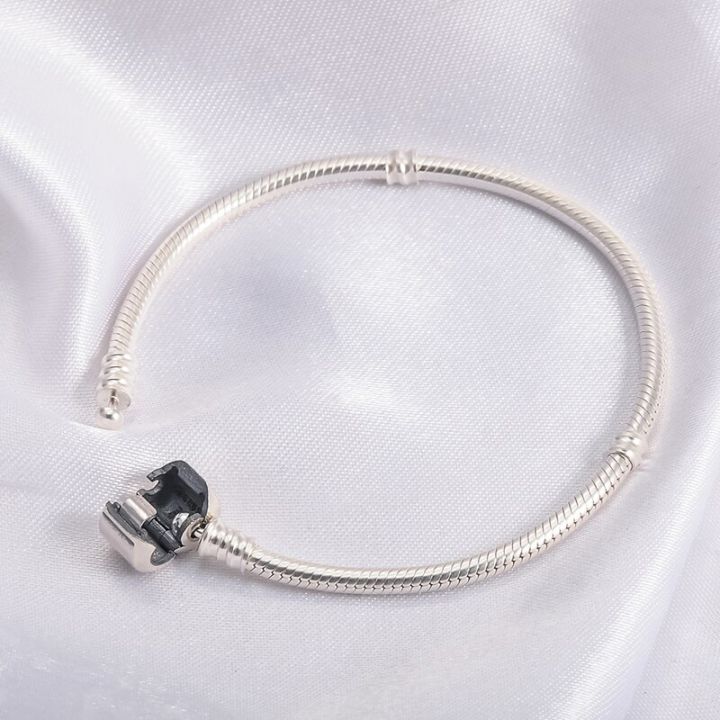 original-sterling-17-18-19cm-silver-snake-chain-bracelet-secure-heart-clasp-beads-charms-bracelet-for-women-diy-jewelry-making-headbands