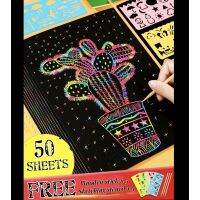 [A Boutique]◇▽ 50pcs Scratch Sheet Rainbow Colourful Odorless Art Drawing Paper Activity Kits