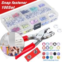 400PCS Snap Fastener Plier Tool Metal Snaps DIY Craft Supplies Sewing Button Thickened Snap Fasteners Kit for Installing Sewing Bag Clothe