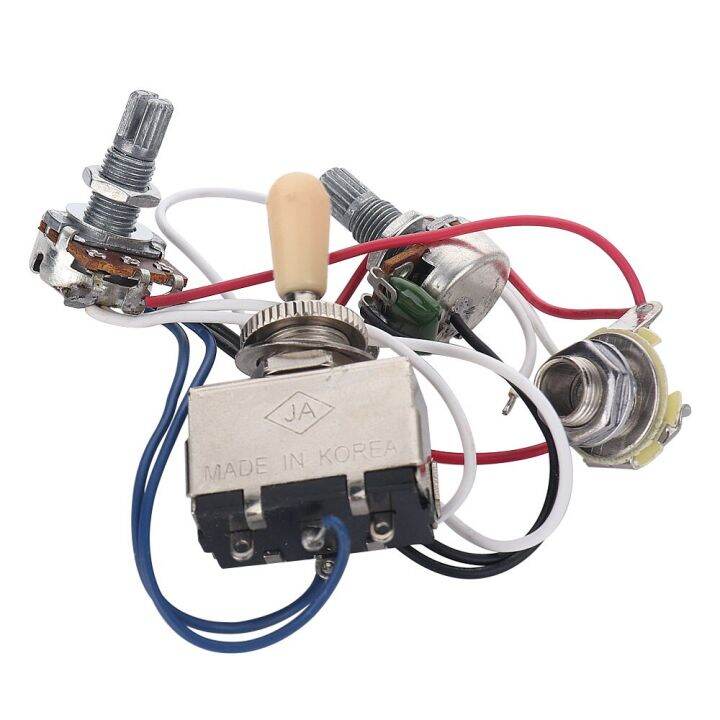 Electric Guitar Wiring Harness Kit 3 Way Toggle 1 Volume 1 Tone 500K Pots - Foto 2