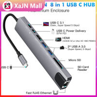 ฮับ USB 8-In-1ตัวแปลงแบบหลายพอร์ตอะแดปเตอร์3.1-4K RJ45ตัวอ่านบัตร TF PD ชาร์จเร็วใช้ได้กับ MacBook