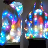 Gonjone เสื้อโค้ทเต้นรํา มีไฟกระพริบ LED หลากสีสัน สําหรับปาร์ตี้ฮาโลวีน