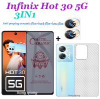 3-In-1เหมาะสำหรับ Infinix Hot 30 5G ป้องกันการปลดกระจกเทมเปอร์ Infinix Hot 30 Play Infinix Hot 30i ปกป้องหน้าจอ + ฟิล์มเลนส์ + ภาพยนตร์ด้านหลัง