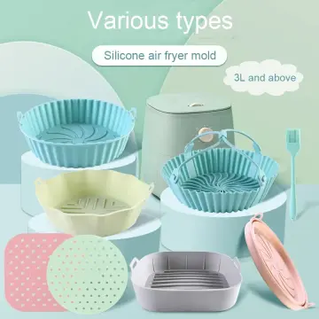 Air Fryer Silicone Basket Round Reusable Bpa Free 20cm/22cm Air Fryer Tray  Mold Liner Accessories