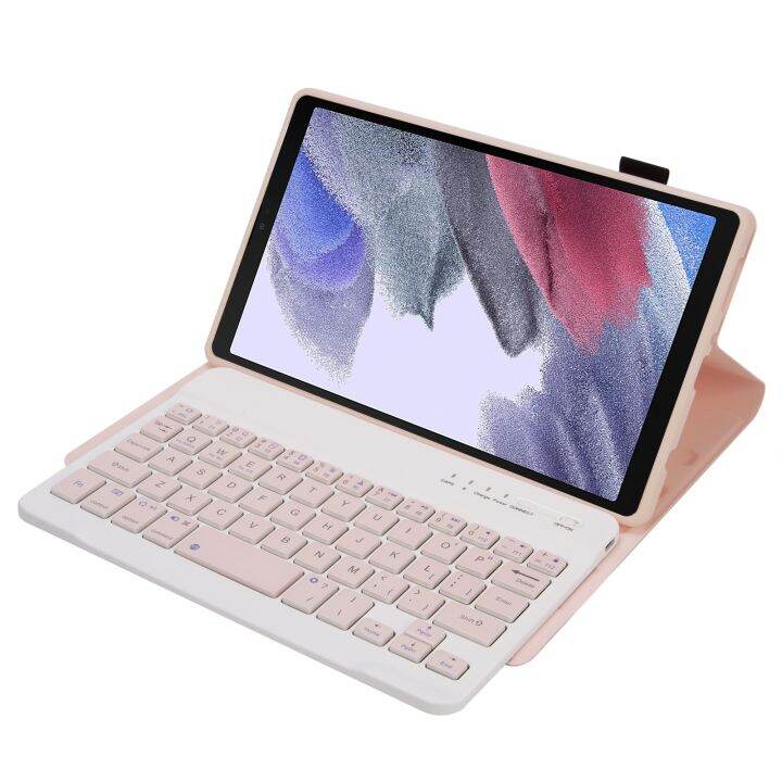 เคสมีที่ยึดหนังแป้นพิมพ์บลูทูธ-a220สีลูกอม-tpu-สำหรับซัมซุงกาแล็กซีแท็บ-a7-lite-8-7-t220-t225-สีชมพู