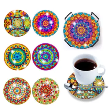 8Pcs Diamond Art Coasters Kit with Holder DIY Colorful Diamond