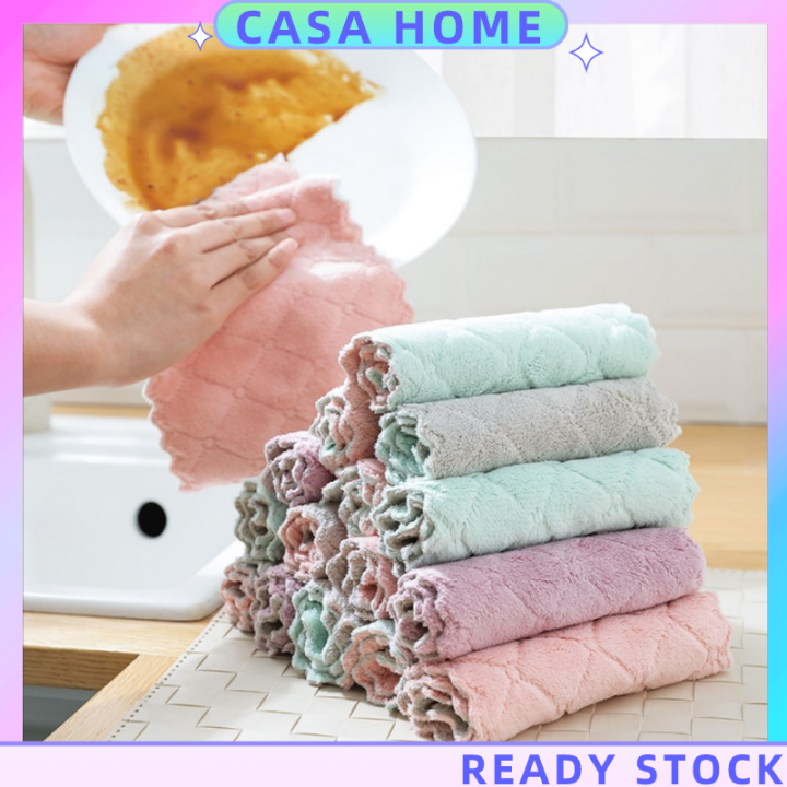 CASA Dishcloth Absorbent Cloth Kitchen Dish Towel Double-Sided Rag ...