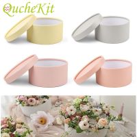 【YF】❁ﺴ■  Pink Round Cardboard Paper Boxes With Lid Valentines Day Florist Favors Packing Wedding