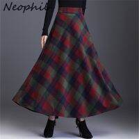 【CC】 Neophil Woolen Warm S-3XL Thick Skirts 2022 England Pockets Pleated Wool Tartan Skirt S9216