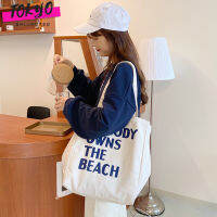 tokyosellectedshop(T1783) กระเป๋าผ้าใบใหญ่ NOBODY OWNS THE BEACH ผ้าแคนวาสมี4สาย