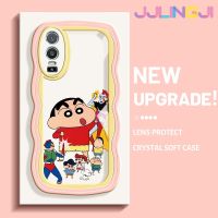 Jjlingji เคสสำหรับ VIVO Y76 5G Y74s Y76s 5G เคสเครยอนชินจังน่ารักมากมาการองลายคลื่นนิ่มเคสมือถือกันกระแทกแบบใสความคิดสร้างสรรค์เคสโปร่งใสลายกล้องถ่ายรูปซิลิกาเจลฝาครอบป้องกัน