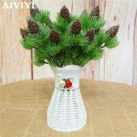 hyfvbujh♠✢▧  Artificial Cone Branch 7 Fork Leaves Decoration Accessories