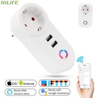 Remote Control Timer 10A Alex Voice Tuya Phone Charger Wifi Smart Plug Socket Adapter Monitor Timer Power Wi-fi USB Outlet EU Ratchets Sockets