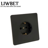 LIWBET 16A เต้าเสียบแผงสแตนเลสสตีลสีสีดำและเบ้าติดผนังมาตรฐานสหภาพยุโรป