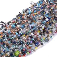 10 Strands Glass Beads Strands Faceted Round &amp; Oval &amp; Rondelle &amp; Column Mixed Color 2~13x2~20x4~12mm Hole: 0.5~1mm; about 75~94pcs/strand 15.55inches(39.5cm) for Jewelry Making