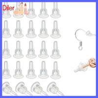 DILER 100pcs 10x6mm ต่างหูหลังต่างหู ซิลิโคนทำจากซิลิโคน ฝาครอบเต็มรูปแบบ หลังต่างหูใส อุปกรณ์เครื่องประดับอัญมณี นุ่มนุ่มๆ จุกปิดต่างหูด้านหลัง สำหรับต่างหูตะขอกระดุม