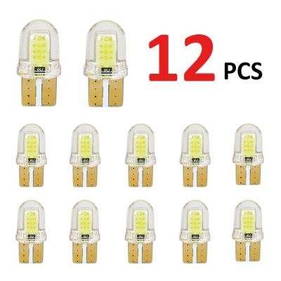 【CW】12pcs Silica Gel W5W T10 LED 4SMD COB 194 Wedge Clearance Light Bulb Auto License Plate Reading Car Door Trunk Car Lamp