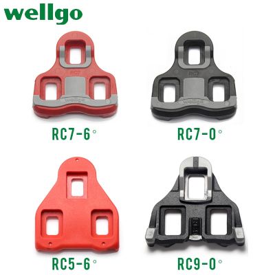 Wellgo แป้นถีบจักรยาน Cleats RC7สีดำ/ สีแดง Sepatu Road Bike Cleats แผ่นล็อค/Splint เข้ากันได้กับรูปลักษณ์