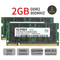 4G 4GB 2RX8 ELPIDA 2ชิ้น2GB DDR2-800 800MHz PC2-6400s 200pin หน่วยความจำแล็ปท็อป RAM