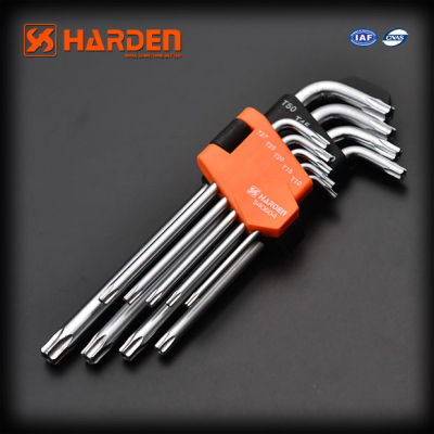 ประแจ 6 เหลี่ยม กุญแจ หัวท็อค ชุดประแจ 9 ชิ้น (แบบยาว) Medium Torx Key Wrench HARDEN 540604 540606