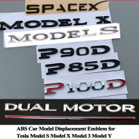 1pc Styling ABS Car Model Letter Emblem Sticker Logo Accessories for Tesla Model S Model X 3 Y P85D P90D P100D Dual Motor SpaceX