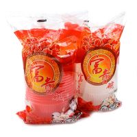 [COD] plastic bowl red festive wedding dining tableware thickened round transparent soup