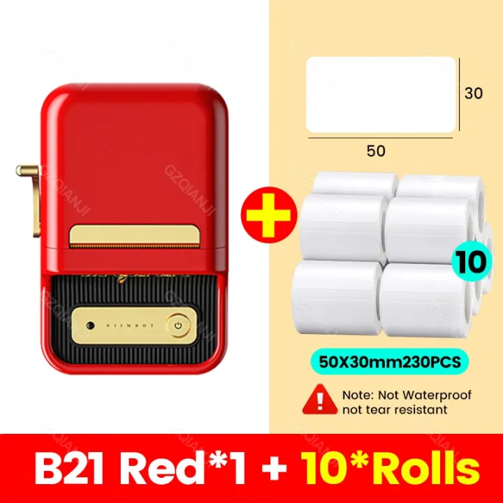 niimbot-เครื่องพิมพ์ฉลากบลูทูธแบบพกพาสีแดง-b21กระเป๋าขนาดเล็กกาวร้อนผู้ผลิตสติกเกอร์ได้สำหรับใช้ที่สำนักงานที่บ้านโทรศัพท์