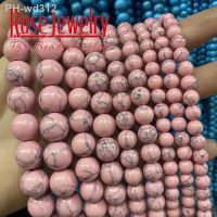 Light Pink Howlite Turquoises Round Loose Spacer Beads For Jewelry Making DIY Charm Bracelet Accessories 15 Strand 4 6 8 10 12mm