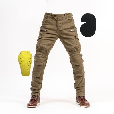 Motopants กางเกงขี่มอเตอร์ไซค์ผู้ชาย,กางเกงยีนส์ขับออฟโร้ดกางเกงมอเตอร์ครอสดีไซน์แบบมีซิปพร้อมอุปกรณ์ป้องกัน