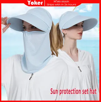 Shop Sun Hat Sunscreen Hat Face Mask Breathable Anti-uv Veil Mask