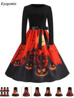 2023 Halloween Cosplay Costume Props Fancy Pumpkin Womens Dress Long Sleeve Princess Dress Festival Dress Up Party Vintage Robe