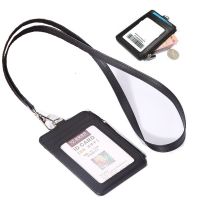 【CW】◎▤  Leather ID Badge Holder with Porte Bus Pass Cover Men Womens Bank Credit Card Polyester Lanyard