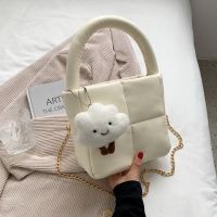 [COD] women 2022 autumn and winter new lamb velvet pendant popular solid square bag shoulder Messenger