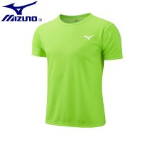 -Mizuno เคลื่อนไหวรอบคอเสื้อยืดระบายอากาศของผู้ชายแขนสั้นฤดูร้อนวรรคแห้งเร็ววิ่งออกกำลังกายเสื้อยืดเทนนิสการฝึกอบรม