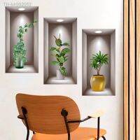 ✶✠ Wall Art Stickers Simulate 3D Three-dimensional Potted Green Plants Flowers Home Decorations Pegatinas De Pared Anime Wallpapers