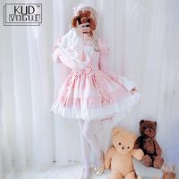 ⊕❃₪ Vintage Women Lolita Girls Dress Summer Short/Long Sleeve Lace Trim Bowknot Ruffles Sweet Kawaii Op Cosplay Party Prom Women