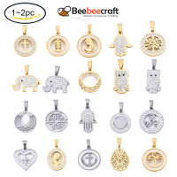 1-2 pc 201 Stainless Steel Pendants Filigree Pendants with Random Size Snap on Bails Teardrop Golden, 28.5x20x1.5mm, Hole: 8~10x3~5mm