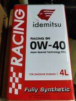 IDEMITSU RACING​ SN 0w40น้ำมันสังเคราะห์เกรด Racing สูตรจากญี่ปุ่นสร้างขึ้นโดยวัตถุดิบจาก Special Technology PAO มาตราฐานสูง API SN ขนาด 4 ลิตร