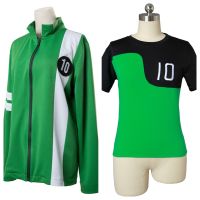 卐 Anime Ben Tennyson 10 Cosplay Costume Green Print Cotton T Shirt Hoodie Zip Up Jacket Coat for Kids Adult