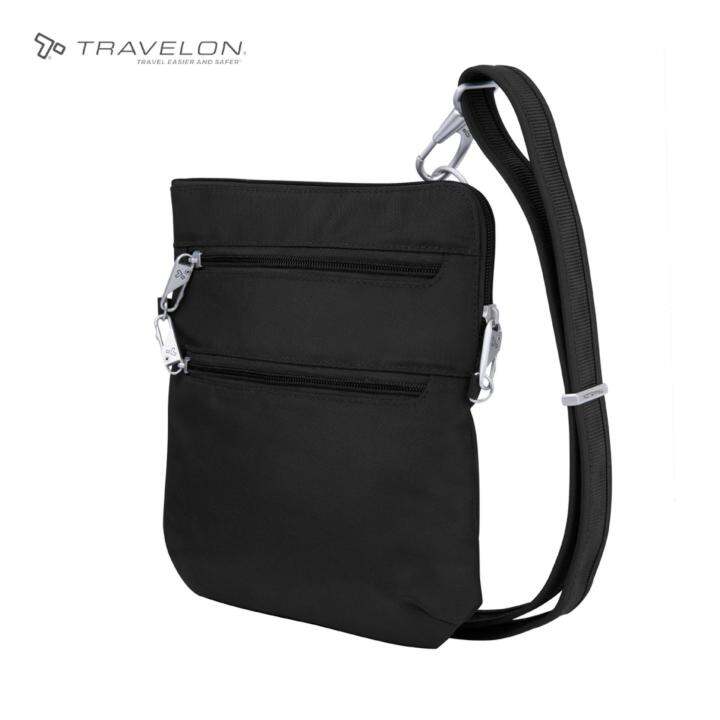 Travelon AntiTheft RFID Protected Classic Slim Double Zip Crossbody