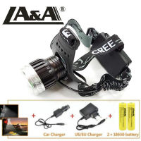 LA&amp;A รุ่นT6-H1002 ไฟฉายคาดหัว ไฟฉายแรงสูง ไฟฉายชาร์จไฟบ้าลิเธียม LED 1800Lumen ขนาดเล็ก ไฟฉายติดศรีษะ ไฟฉายติดหน้าผาก หัวไฟ กรีดยาง ส่องสัตว