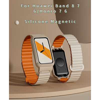 เหมาะสำหรับสาย Huawei Band 8 7 6สาย Huawei 6 6pro Honor Band 7 6สายรัดข้อมืออัจฉริยะซิลิโคนกีฬาสายรัดข้อมือพร้อมเคส TPU