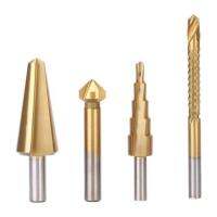 【CW】 4PCS Titanium Coated Saw Hole Reamer Chamfer Cutter Bit Woodworking Umbrella Cone Drilling