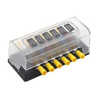 12 Way Fuse Box Holder LED Warning Lights Dustproof Waterproof Cover 30A Max Fuse Block for Automotive Ships Vehicle RV Bus