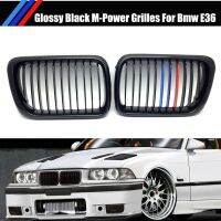 กระจังหน้าไต๋กันชนรถยนต์สีดำเงาสไตล์ M 1คู่ M3ตะแกรงสำหรับ BMW E36 3ชุด97-99อุปกรณ์ตกแต่งรถยนต์ชุดมีสไตล์สำหรับตัวถังรถ