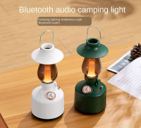 2022 Vintage Camping Light Outdoor Camping Light LED Atmosfer Portable Music Light Bluetooth Small Stereo IPX4 Waterproof โคมไฟตั้งแคมป์กลางแจ้งโคมไฟบรรยากาศแบบพกพาโคมไฟดนตรีบลูทูธขนาดเล็กสเตอริโอ IPX4 กันน้ำ